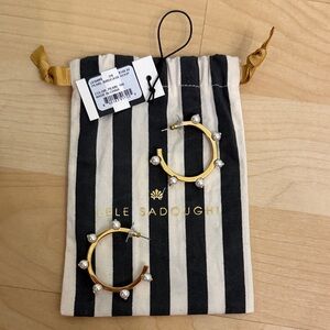 Lele Sadoughi Pearl Birdcage Gold Hoop Earrings